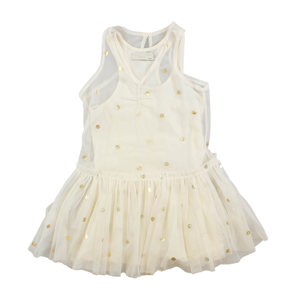 Stella McCartney Girls Ivory | Gold | Silver | Polka Dots Dress size: 3T